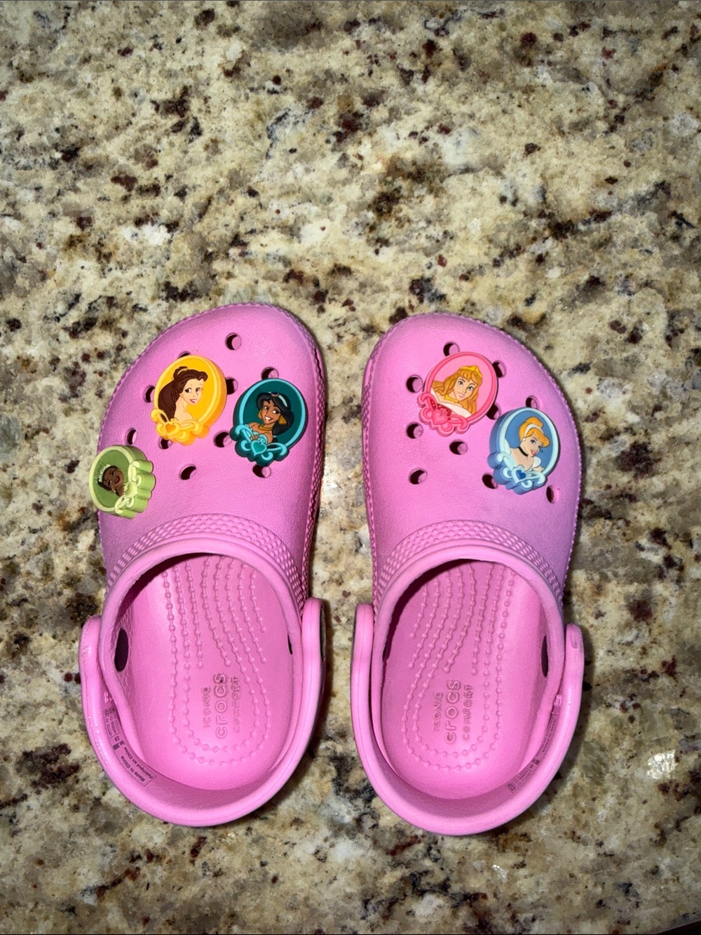 CROCS Kids Pink Slip-On Clogs with Princess Jibbitz